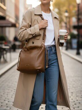 Slouchy Bucket Bag In Military Brown, Earthy Grunge, Boho, Whimsy Goth, Luxe